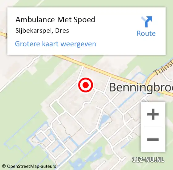 Locatie op kaart van de 112 melding: Ambulance Met Spoed Naar Sijbekarspel, Dres op 14 oktober 2018 23:31