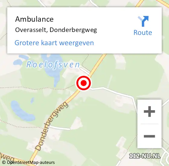 Locatie op kaart van de 112 melding: Ambulance Overasselt, Donderbergweg op 14 oktober 2018 23:36