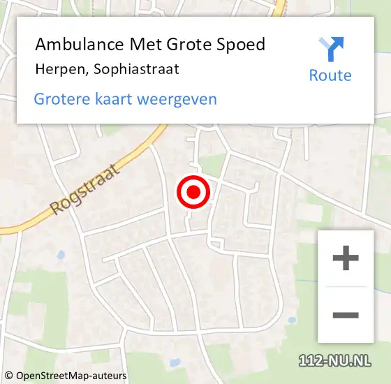 Locatie op kaart van de 112 melding: Ambulance Met Grote Spoed Naar Herpen, Sophiastraat op 15 oktober 2018 00:59