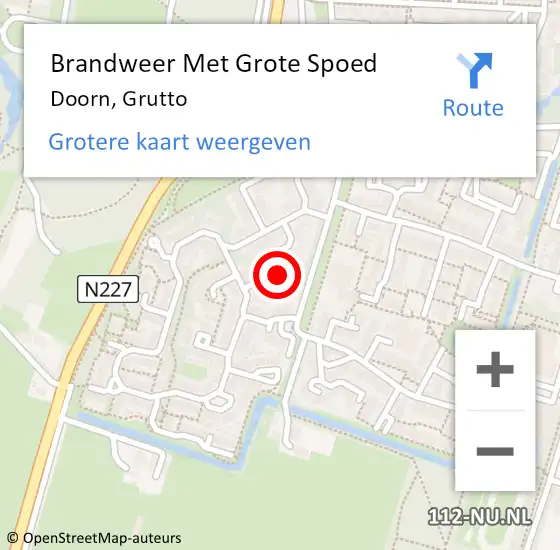 Locatie op kaart van de 112 melding: Brandweer Met Grote Spoed Naar Doorn, Grutto op 15 oktober 2018 01:17