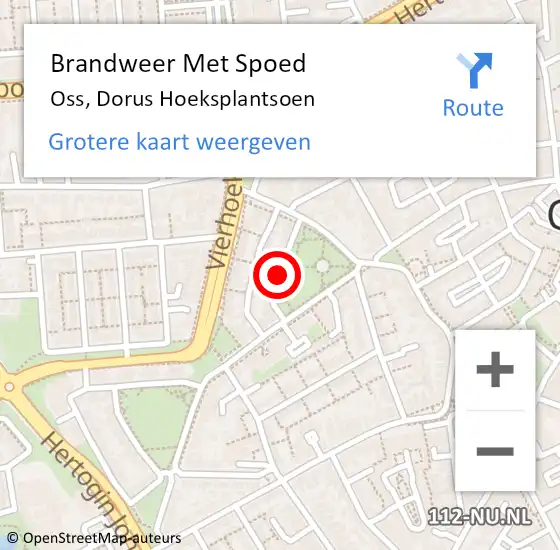 Locatie op kaart van de 112 melding: Brandweer Met Spoed Naar Oss, Dorus Hoeksplantsoen op 15 oktober 2018 02:29