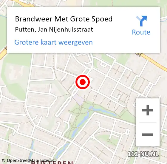 Locatie op kaart van de 112 melding: Brandweer Met Grote Spoed Naar Putten, Jan Nijenhuisstraat op 15 oktober 2018 07:43