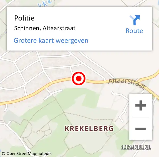 Locatie op kaart van de 112 melding: Politie Schinnen, Altaarstraat op 15 oktober 2018 08:25