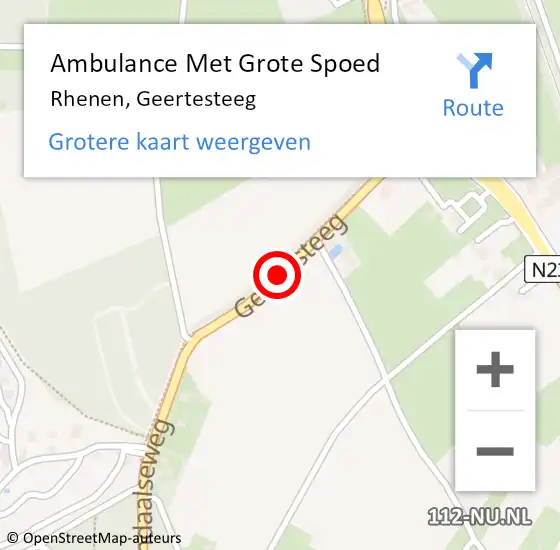 Locatie op kaart van de 112 melding: Ambulance Met Grote Spoed Naar Rhenen, Geertesteeg op 25 september 2013 07:58