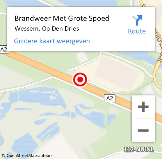 Locatie op kaart van de 112 melding: Brandweer Met Grote Spoed Naar Wessem, Op Den Dries op 15 oktober 2018 08:48