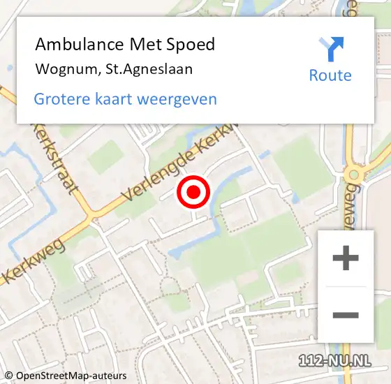 Locatie op kaart van de 112 melding: Ambulance Met Spoed Naar Wognum, St.Agneslaan op 15 oktober 2018 08:57