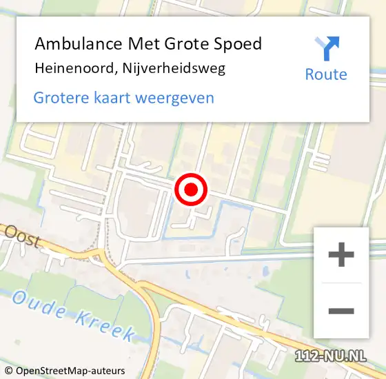 Locatie op kaart van de 112 melding: Ambulance Met Grote Spoed Naar Heinenoord, Nijverheidsweg op 15 oktober 2018 09:51