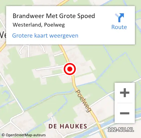 Locatie op kaart van de 112 melding: Brandweer Met Grote Spoed Naar Westerland, Poelweg op 15 oktober 2018 10:53