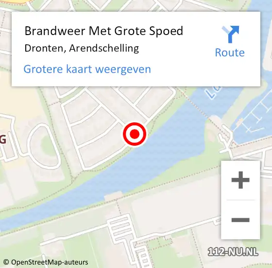 Locatie op kaart van de 112 melding: Brandweer Met Grote Spoed Naar Dronten, Arendschelling op 15 oktober 2018 11:18