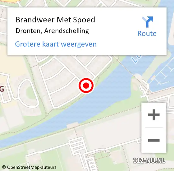 Locatie op kaart van de 112 melding: Brandweer Met Spoed Naar Dronten, Arendschelling op 15 oktober 2018 11:18