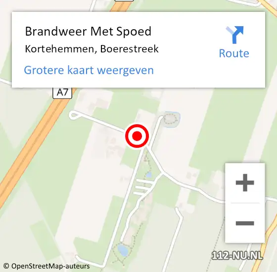 Locatie op kaart van de 112 melding: Brandweer Met Spoed Naar Kortehemmen, Boerestreek op 15 oktober 2018 11:31