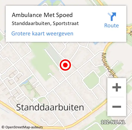 Locatie op kaart van de 112 melding: Ambulance Met Spoed Naar Standdaarbuiten, Sportstraat op 15 oktober 2018 11:43