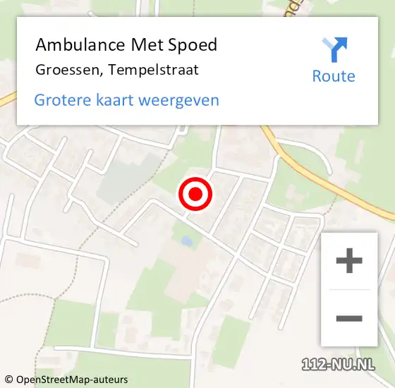 Locatie op kaart van de 112 melding: Ambulance Met Spoed Naar Groessen, Tempelstraat op 15 oktober 2018 12:11