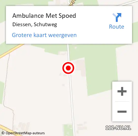 Locatie op kaart van de 112 melding: Ambulance Met Spoed Naar Diessen, Schutweg op 15 oktober 2018 12:24