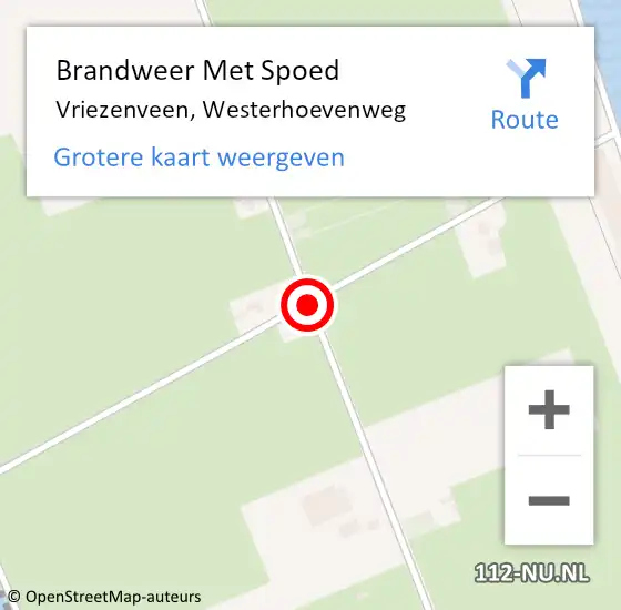 Locatie op kaart van de 112 melding: Brandweer Met Spoed Naar Vriezenveen, Kreuzendijk op 15 oktober 2018 12:55