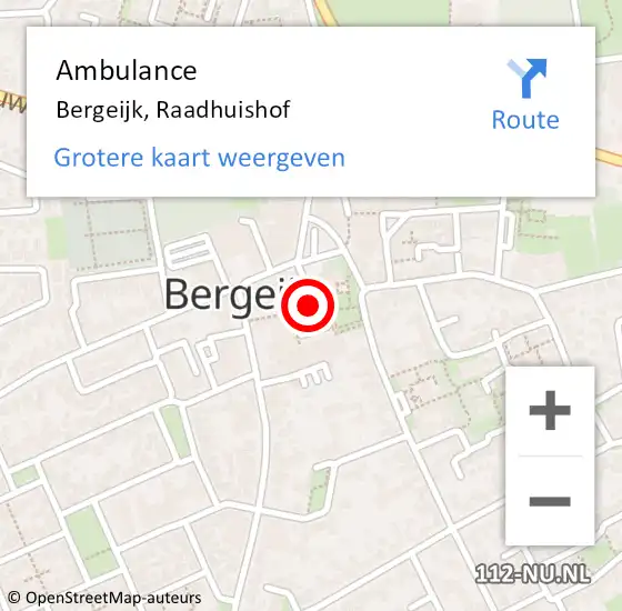 Locatie op kaart van de 112 melding: Ambulance Bergeijk, Raadhuishof op 15 oktober 2018 12:57