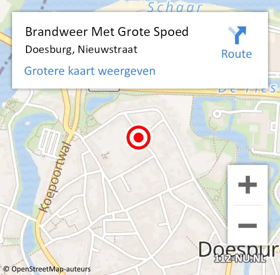 Locatie op kaart van de 112 melding: Brandweer Met Grote Spoed Naar Doesburg, Nieuwstraat op 15 oktober 2018 13:18