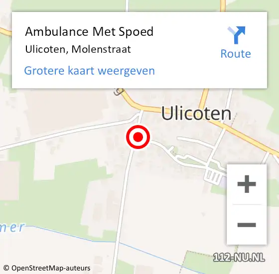 Locatie op kaart van de 112 melding: Ambulance Met Spoed Naar Ulicoten, Molenstraat op 11 maart 2014 21:47