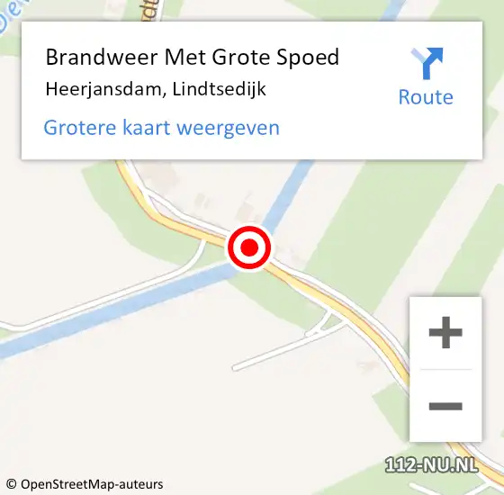 Locatie op kaart van de 112 melding: Brandweer Met Grote Spoed Naar Heerjansdam, Lindtsedijk op 15 oktober 2018 13:32