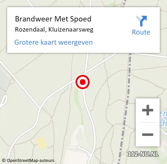 Locatie op kaart van de 112 melding: Brandweer Met Spoed Naar Rozendaal, Kluizenaarsweg op 15 oktober 2018 14:29