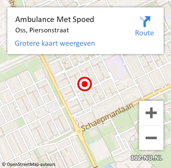 Locatie op kaart van de 112 melding: Ambulance Met Spoed Naar Oss, Piersonstraat op 15 oktober 2018 14:53