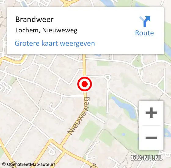 Locatie op kaart van de 112 melding: Brandweer Lochem, Nieuweweg op 15 oktober 2018 15:28