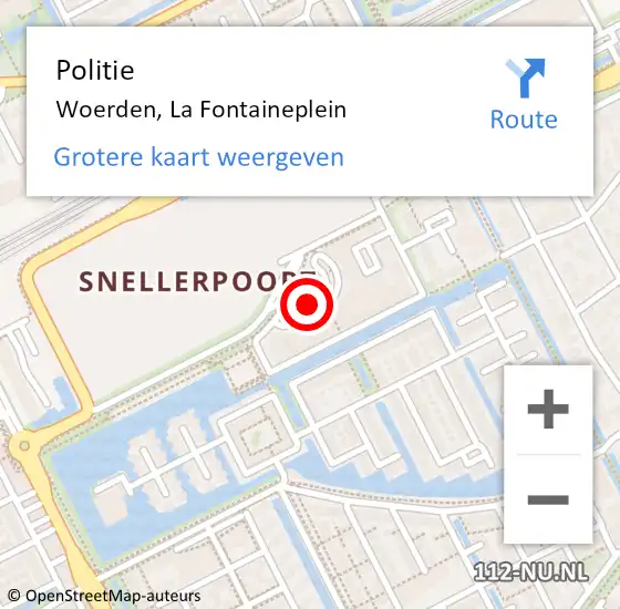 Locatie op kaart van de 112 melding: Politie Woerden, La Fontaineplein op 15 oktober 2018 15:53