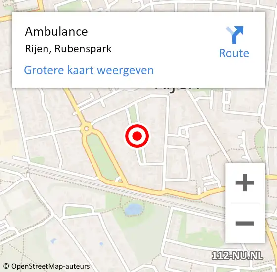 Locatie op kaart van de 112 melding: Ambulance Rijen, Rubenspark op 15 oktober 2018 15:53