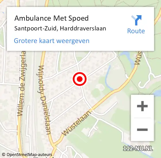 Locatie op kaart van de 112 melding: Ambulance Met Spoed Naar Santpoort-Zuid, Harddraverslaan op 15 oktober 2018 15:54