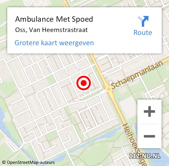 Locatie op kaart van de 112 melding: Ambulance Met Spoed Naar Oss, Van Heemstrastraat op 15 oktober 2018 15:57