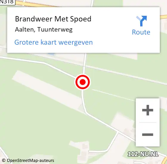 Locatie op kaart van de 112 melding: Brandweer Met Spoed Naar Aalten, Tuunterweg op 15 oktober 2018 17:00