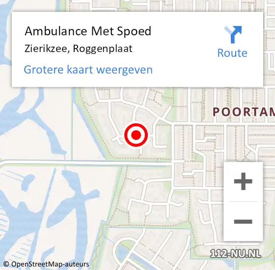 Locatie op kaart van de 112 melding: Ambulance Met Spoed Naar Zierikzee, Roggenplaat op 15 oktober 2018 17:11