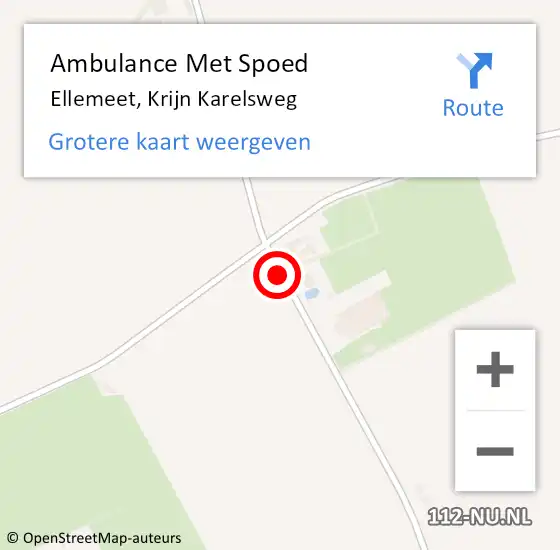 Locatie op kaart van de 112 melding: Ambulance Met Spoed Naar Ellemeet, Krijn Karelsweg op 15 oktober 2018 17:20