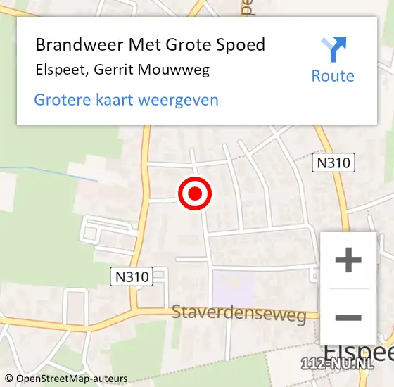 Locatie op kaart van de 112 melding: Brandweer Met Grote Spoed Naar Elspeet, Gerrit Mouwweg op 15 oktober 2018 18:02