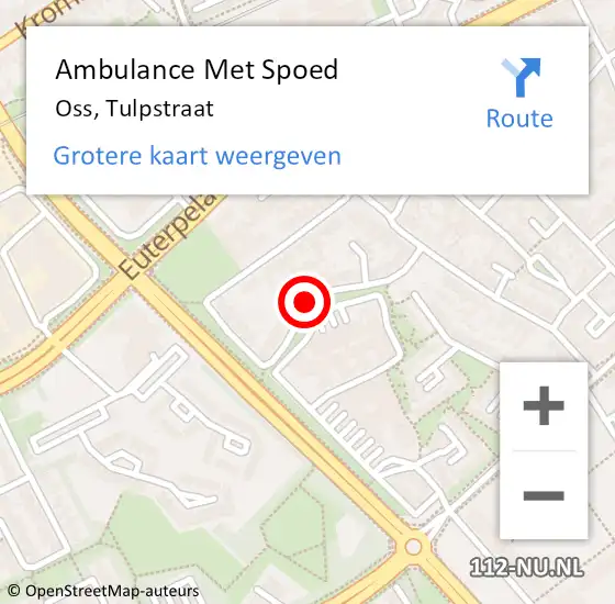 Locatie op kaart van de 112 melding: Ambulance Met Spoed Naar Oss, Tulpstraat op 15 oktober 2018 18:15