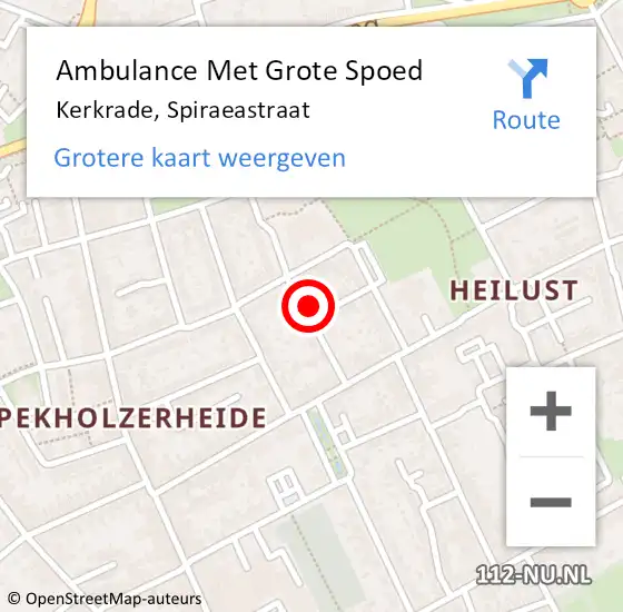 Locatie op kaart van de 112 melding: Ambulance Met Grote Spoed Naar Kerkrade, Spiraeastraat op 11 maart 2014 22:55