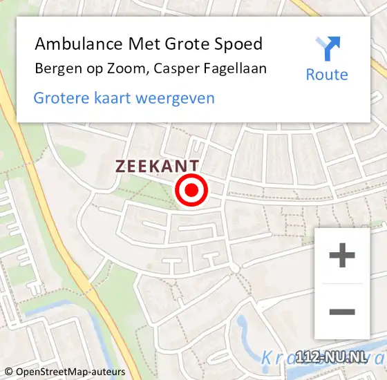 Locatie op kaart van de 112 melding: Ambulance Met Grote Spoed Naar Bergen op Zoom, Casper Fagellaan op 15 oktober 2018 19:42