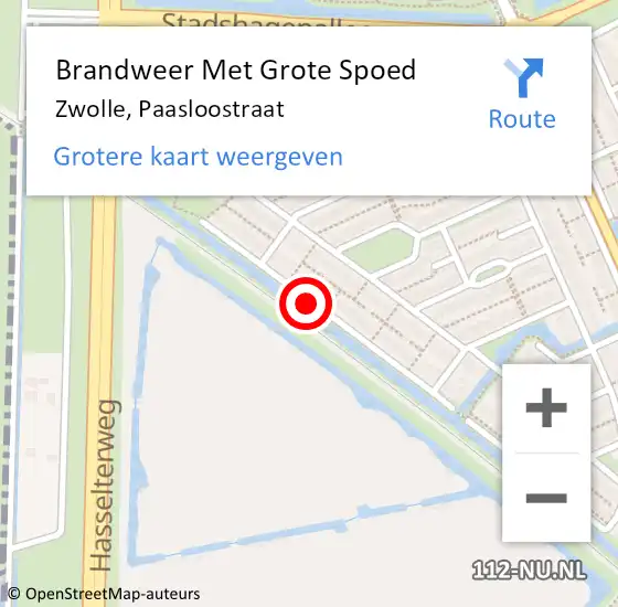 Locatie op kaart van de 112 melding: Brandweer Met Grote Spoed Naar Zwolle, Paasloostraat op 15 oktober 2018 19:57