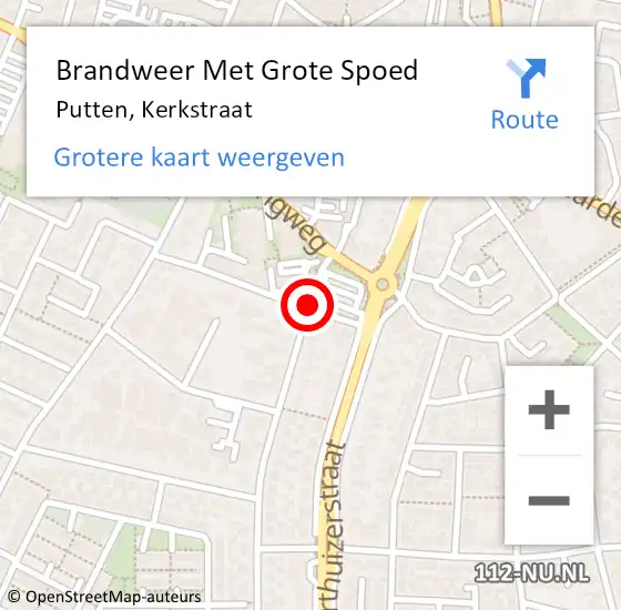 Locatie op kaart van de 112 melding: Brandweer Met Grote Spoed Naar Putten, Kerkstraat op 15 oktober 2018 20:41