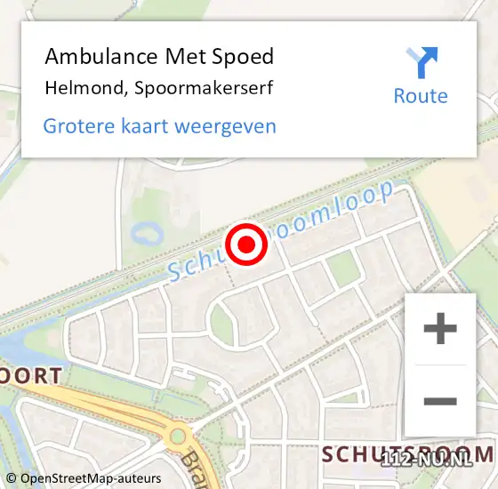 Locatie op kaart van de 112 melding: Ambulance Met Spoed Naar Helmond, Spoormakerserf op 15 oktober 2018 21:24