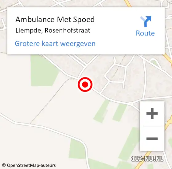 Locatie op kaart van de 112 melding: Ambulance Met Spoed Naar Liempde, Rosenhofstraat op 15 oktober 2018 21:25