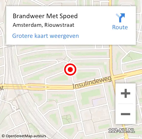 Locatie op kaart van de 112 melding: Brandweer Met Spoed Naar Amsterdam, Riouwstraat op 16 oktober 2018 01:54