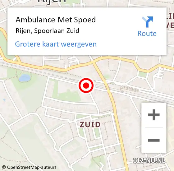 Locatie op kaart van de 112 melding: Ambulance Met Spoed Naar Rijen, Spoorlaan Zuid op 16 oktober 2018 03:42