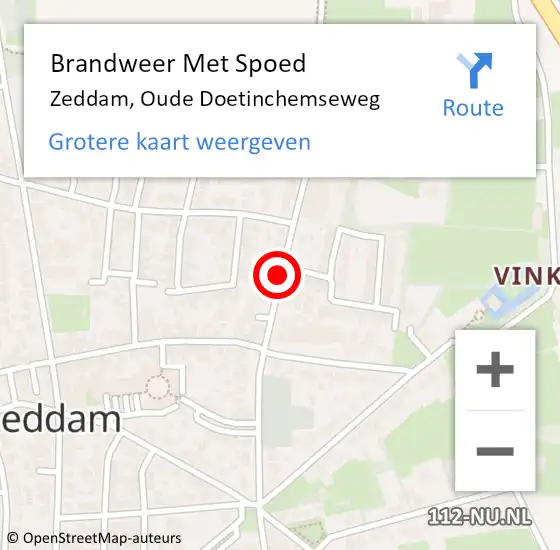 Locatie op kaart van de 112 melding: Brandweer Met Spoed Naar Zeddam, Oude Doetinchemseweg op 16 oktober 2018 05:26