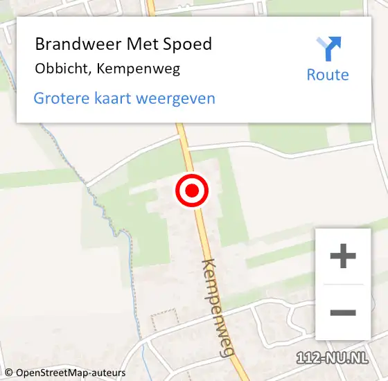Locatie op kaart van de 112 melding: Brandweer Met Spoed Naar Obbicht, Kempenweg op 16 oktober 2018 06:40