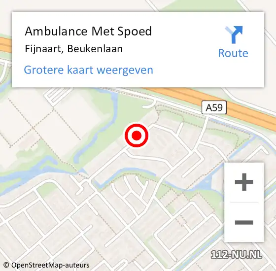 Locatie op kaart van de 112 melding: Ambulance Met Spoed Naar Fijnaart, Beukenlaan op 16 oktober 2018 09:00