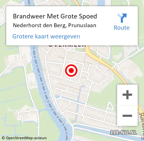 Locatie op kaart van de 112 melding: Brandweer Met Grote Spoed Naar Nederhorst den Berg, Prunuslaan op 16 oktober 2018 09:08