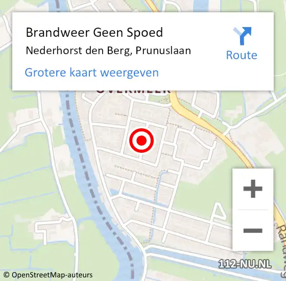 Locatie op kaart van de 112 melding: Brandweer Geen Spoed Naar Nederhorst den Berg, Prunuslaan op 16 oktober 2018 09:16