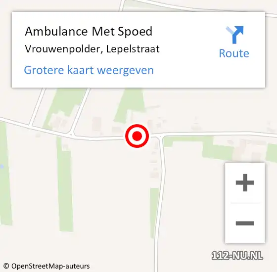 Locatie op kaart van de 112 melding: Ambulance Met Spoed Naar Vrouwenpolder, Lepelstraat op 16 oktober 2018 09:24