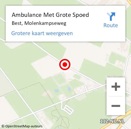 Locatie op kaart van de 112 melding: Ambulance Met Grote Spoed Naar Best, Molenkampseweg op 16 oktober 2018 10:28